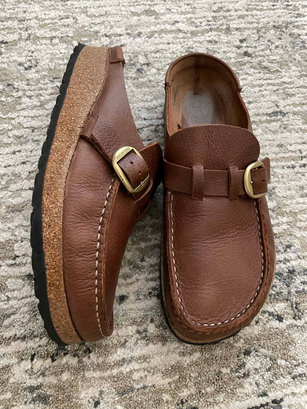 Birkenstock Buckley Vintage Roast Leather Mule Clog 40 Size 9 Burgundy - Picture 3 of 9